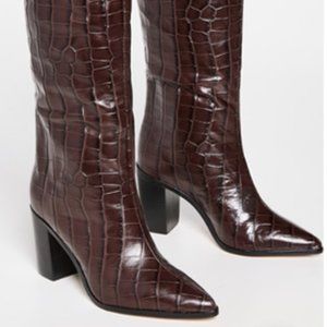 Schutz Maryana Block Boots - Dark Chocolate